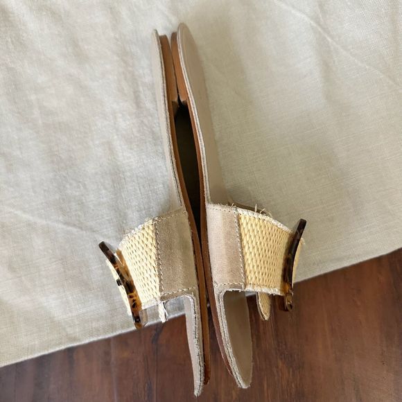 DEFINERY Loop Buckle Raffia Sandals in White ITALY MADE - Picture 7 of 11